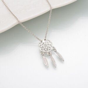 **ALSIE* Silver Hollow Dream Catcher Necklace